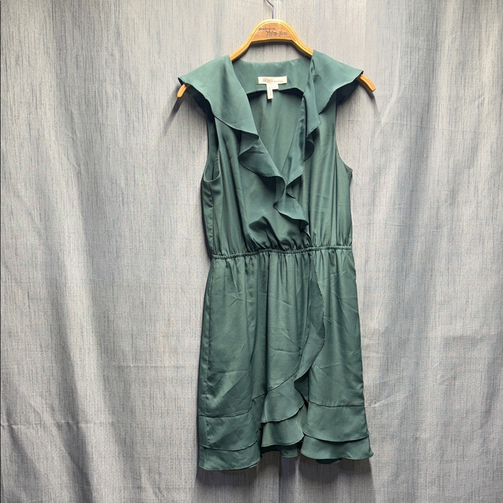 BCBGMaxAzria Teal Ruffle Mini Dress size small